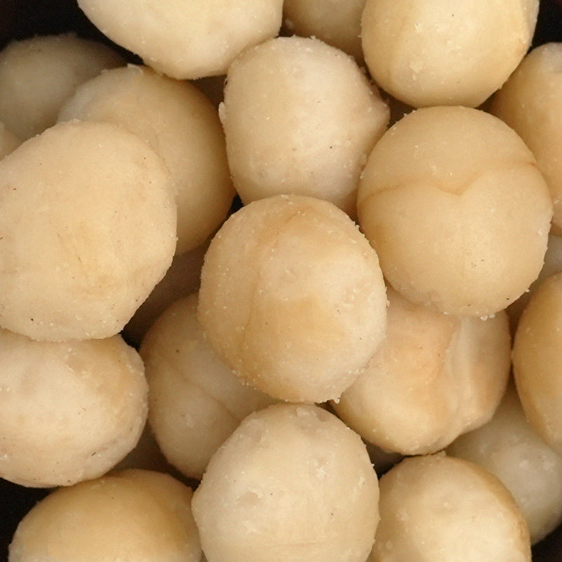 Nahaufnahme frisch geröstet und gesalzene Macadamia