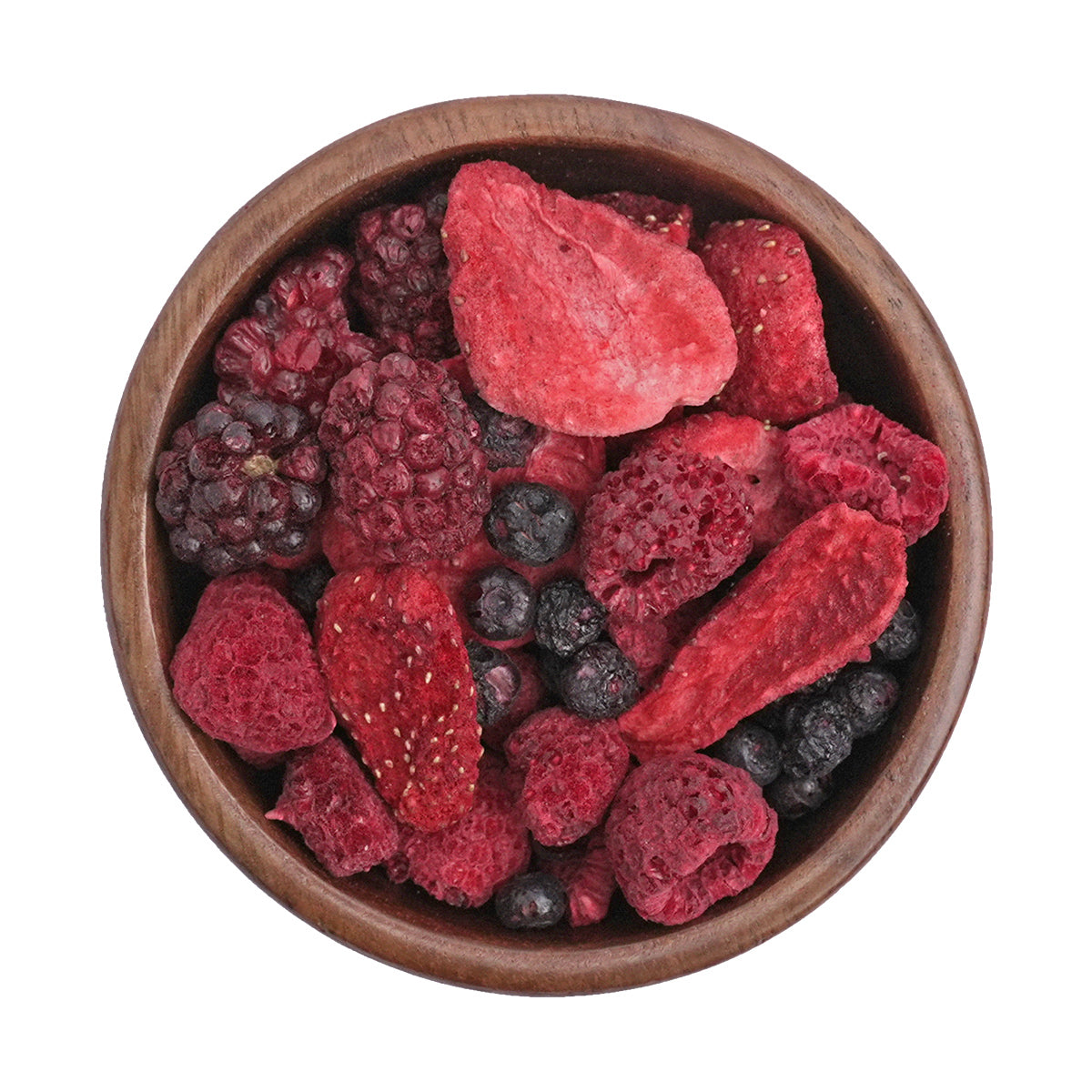 Fruchtmischung Beeren-Mix aus Gefriergetrockneten Erdbeerscheiben, Himbeeren, Brombeeren und Heidelbeeren
