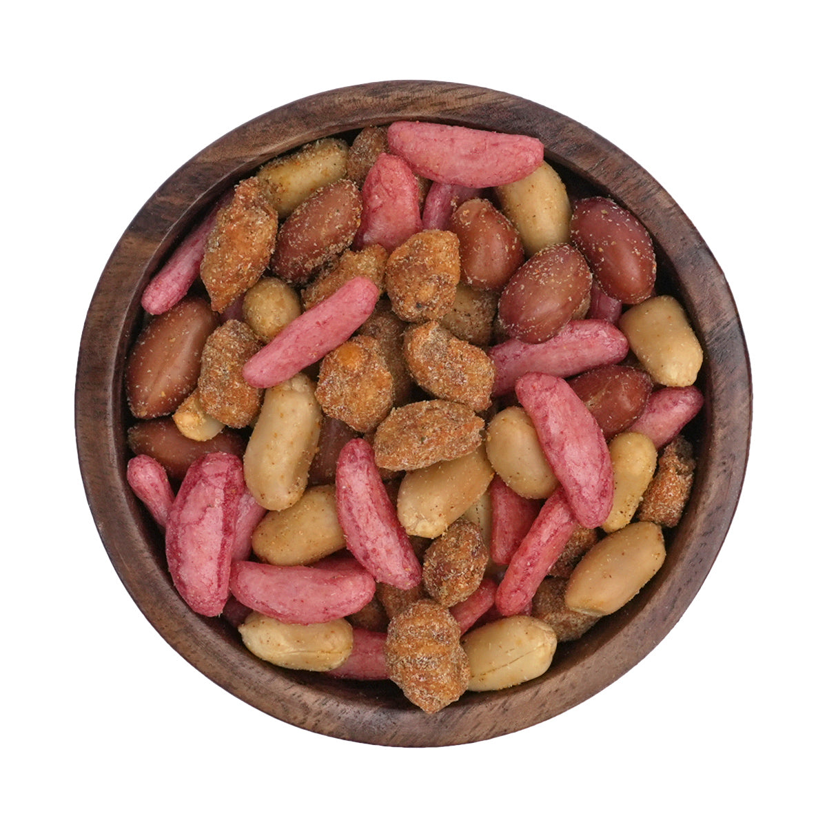 Nussmischung "Asian Fusion" aus gerösteten Erdnüssen, verfeinert mit der Würze und den Crackern Asiens, wie Katjang Pedis und den Reiscrackern Red Moon.