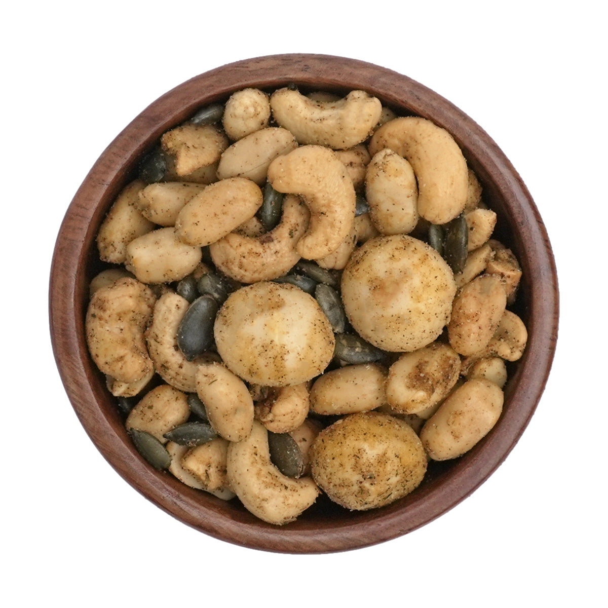 Nussmischung "Chilli Lime" Macadamias, Cashews, Erdnüssen ohne Haut und Kürbiskernen verfeinert mit einer Mischung aus feurigem Chili und spritziger Limette