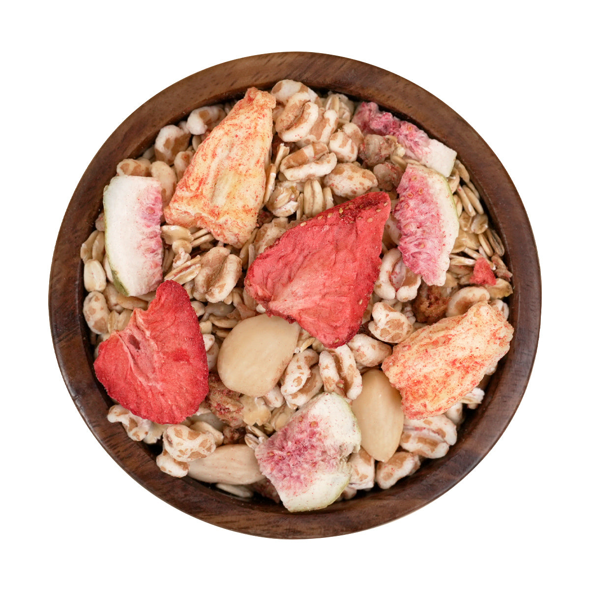 Paradiesisches Müsli mit Nüssen, Granola und Trockenfrüchten