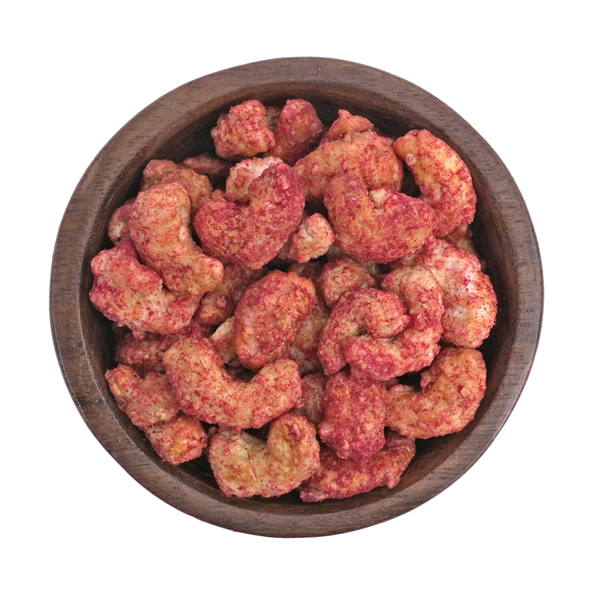 Sweet Berry Cashews, gebrannten Cashews mit fruchtig-sauren gefriergetrockneten Himbeerstaub